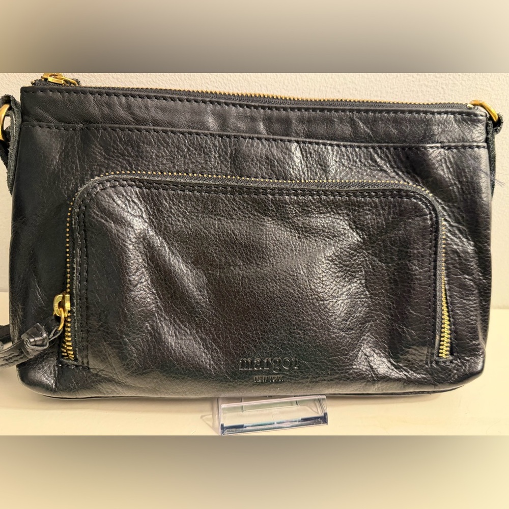 Margot “Molly” Black Leather Crossbody Bag.